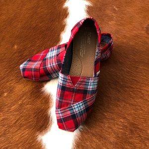 TOMS Plaid Slip On Shoes